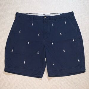 Polo Ralph Lauren Stretch Classic Fit 9”Shorts, Flat Front, Navy Blue, Size 42